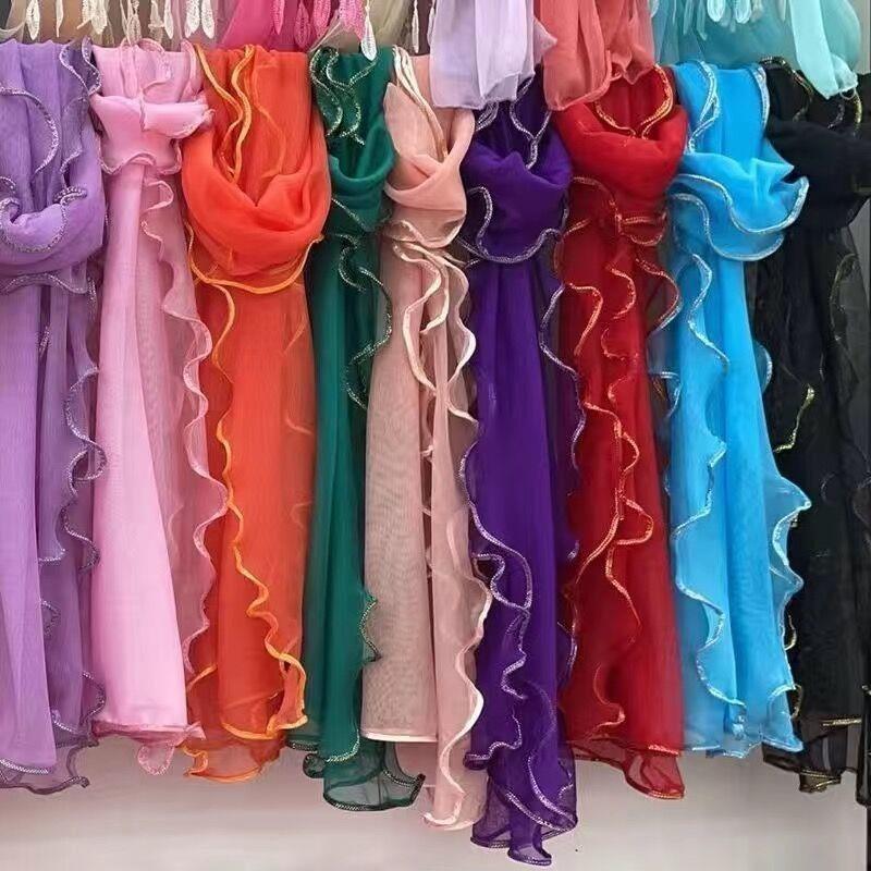 Ethnic Fashion House - New Solid Color Golden Ruffle Edge