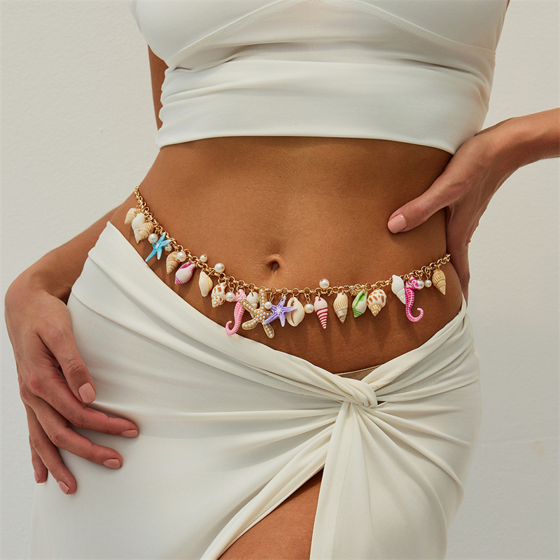 Ethnic Fashion Jewellery - Boho Starfish Shell Pendant Waist Chain
