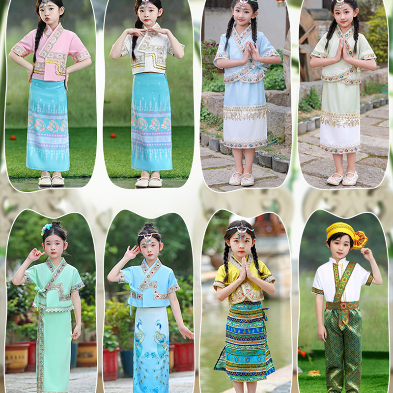 Batik Sarong Wrap - Thailand Myanmar Children Dai Clothing Set