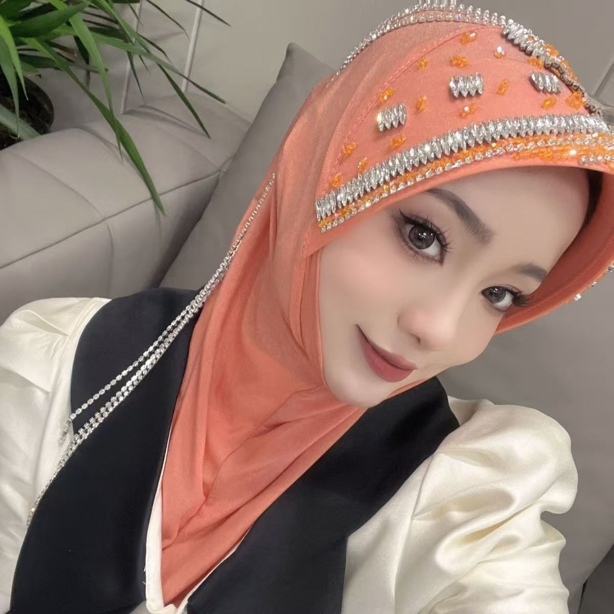 Luxury Hat Hijab Pink Scarf wi - مراجعة Ethnic Fashion Women وسعره