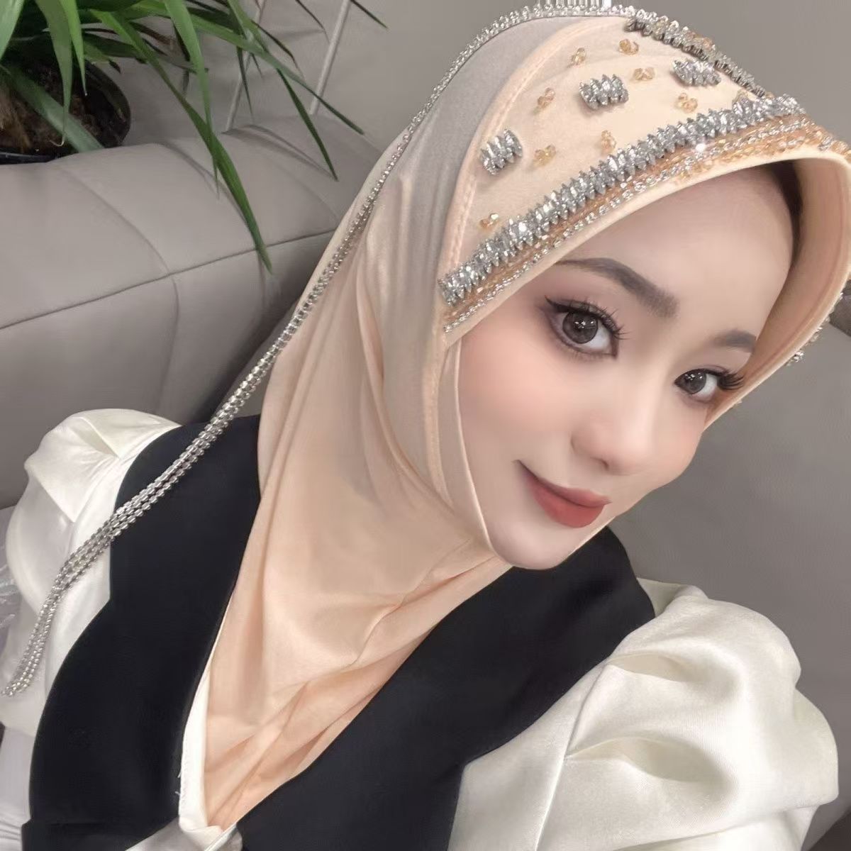 Luxury Hat Hijab Pink Scarf wi - مراجعة Ethnic Fashion Women وسعره