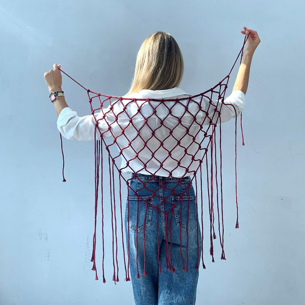 Bohemian Hollow Net Tassel Sca - مراجعة Ethnic Fashion House وسعره