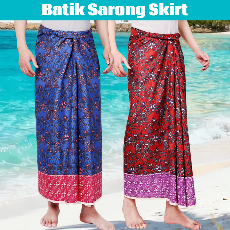 Men Women Batik Sarong Skirt E - مراجعة Batik Sarong Wrap وسعره